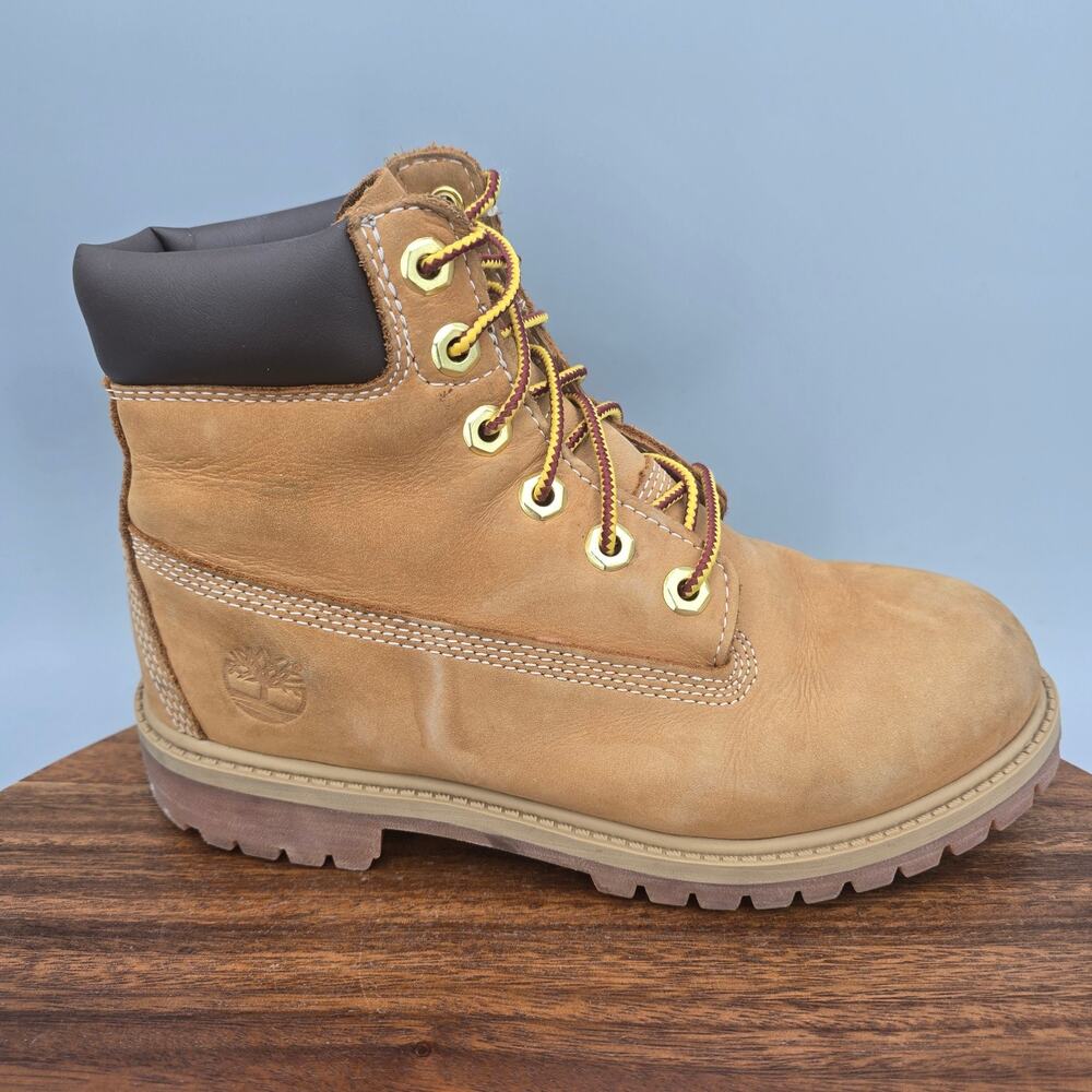 Timberland Boots Youth Boys 4 Wheat Nubuck Leather Lace Up Outdoor Combat